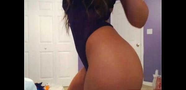  Blonde Big Booty Queen in Sexy Purple Thong Leotard Shakes her PAWG Booty in Front of Camera, So Close to Your Face